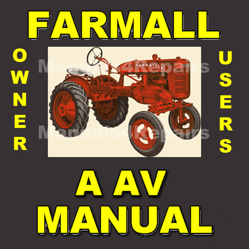 Product picture IH International FARMALL A & AV Tractor OWNERS Operators MANUAL - DOWNLOAD